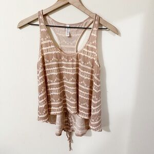 RVCA Womens Tank Tribal Size Small Tie Back Summer Beach Spring